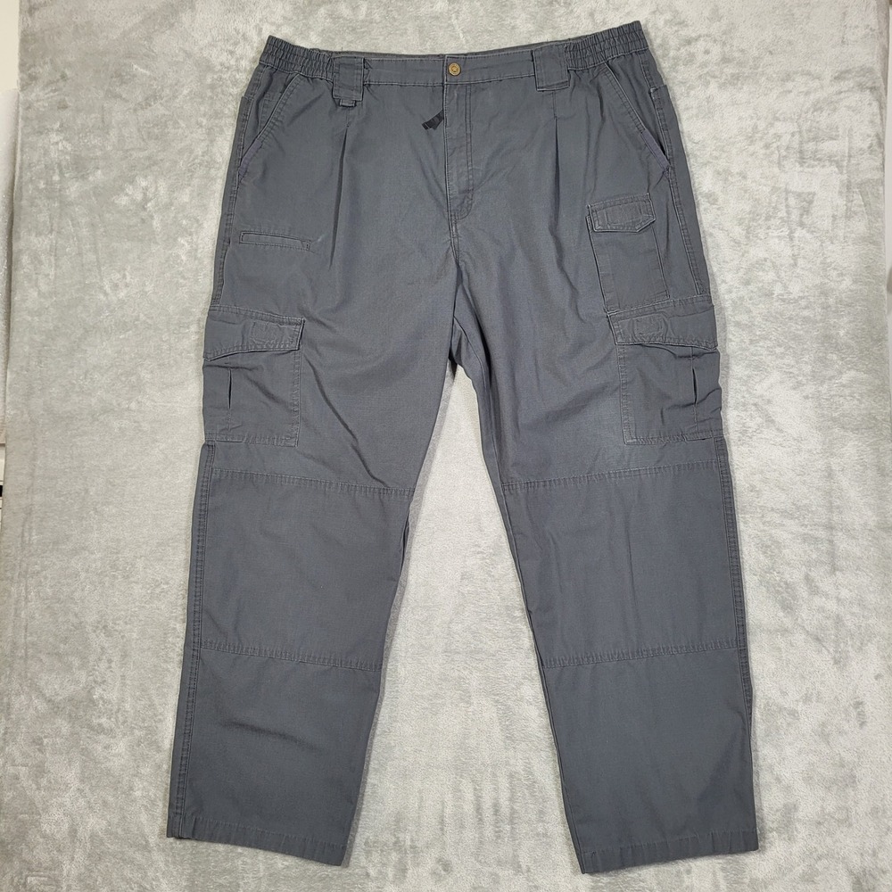 PROPER Tactical Cargo Pants Mens 46 Gray Polyester Stretch Waist Work Utility